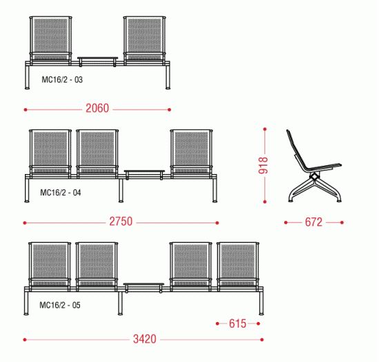 Трехместная секция Aero plus БП со столиком без МЭ фото 2