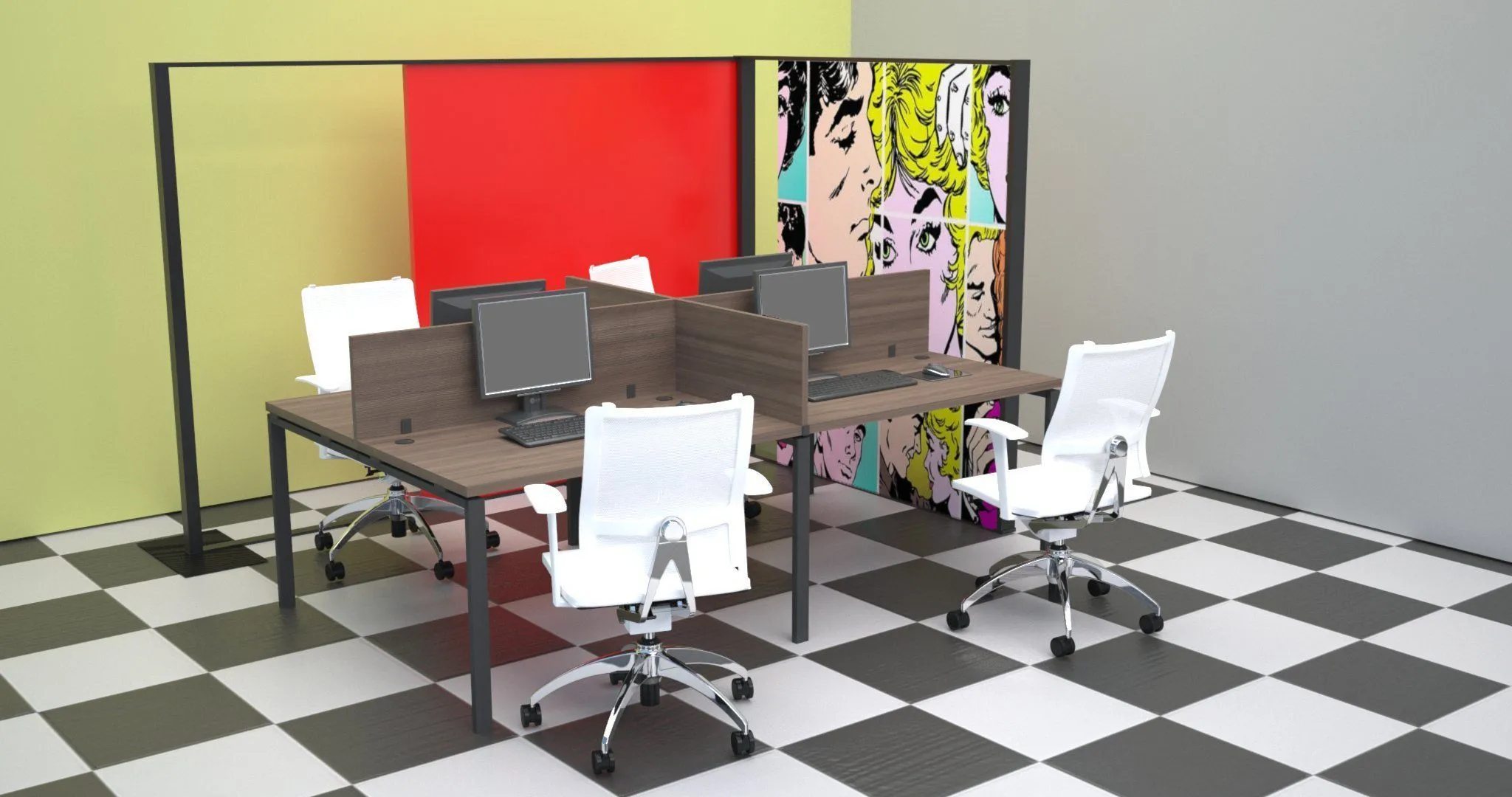 Бенч двойной на 4 рабочих места АМБ-002-4 фото 2