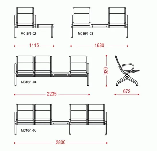 Трехместная секция Aero PU 2П со столиком фото 2